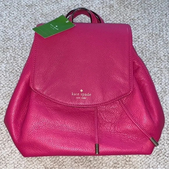 ❌SOLD!❌ Kate Spade NWT Hot Pink Leather Backpack “Small Breezy Mulberry Street” - Picture 3 of 11